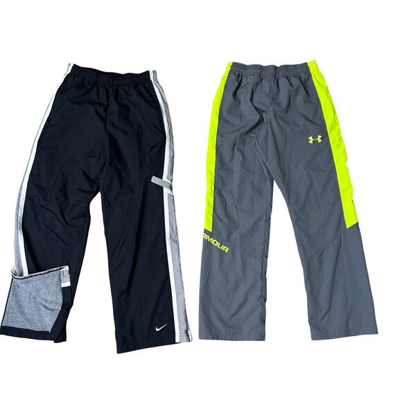Nike Under Armour Pants Youth Medium Bundle of 2 Windbreaker Activewear Pants - Picture 1 of 6